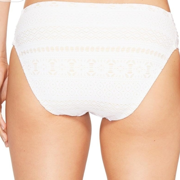 NWOT Bleu Rod Beattie Sneak Peek Crochet Side Tab Hipster Bikini Bottoms White 4 - Picture 3 of 10